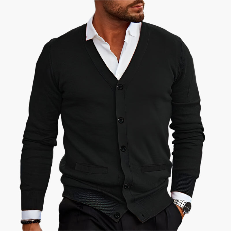 Men's cardigan with a V-neck, front button placket, and pockets - J&B; - 9 - Elvaroza.com