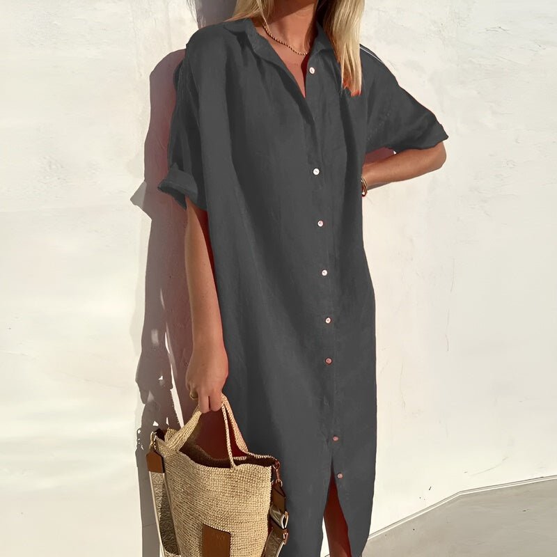 Bernadette – Short Sleeves Button-Up Dress - Image 5