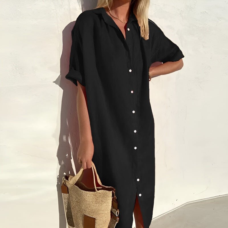 Bernadette – Short Sleeves Button-Up Dress - Image 3