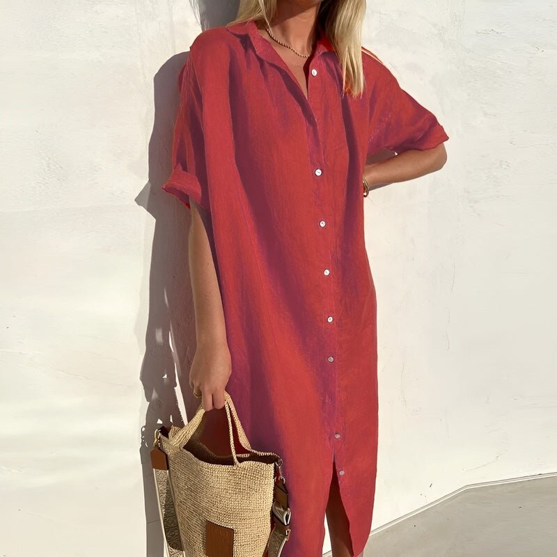 Bernadette – Short Sleeves Button-Up Dress - Image 2