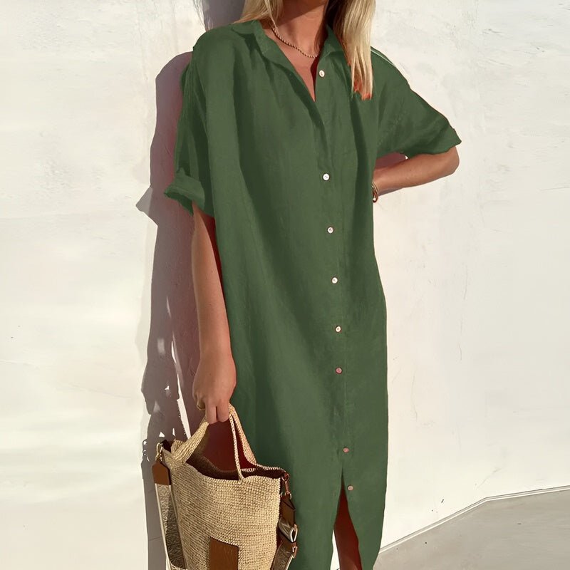 Bernadette – Short Sleeves Button-Up Dress - Image 1