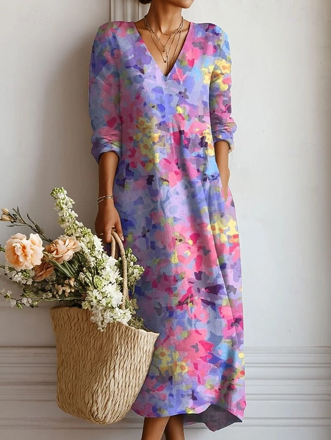 Daniela – Flattering V-neckline Dress - Image 1