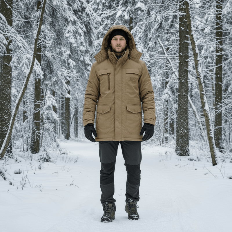 Men's Padded Jacket with Detachable Hood and Fleece Lining - J&B; - 12 - Elvaroza.com
