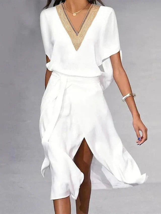Elvira – Elegant V-neck Summer Dress - Image 1