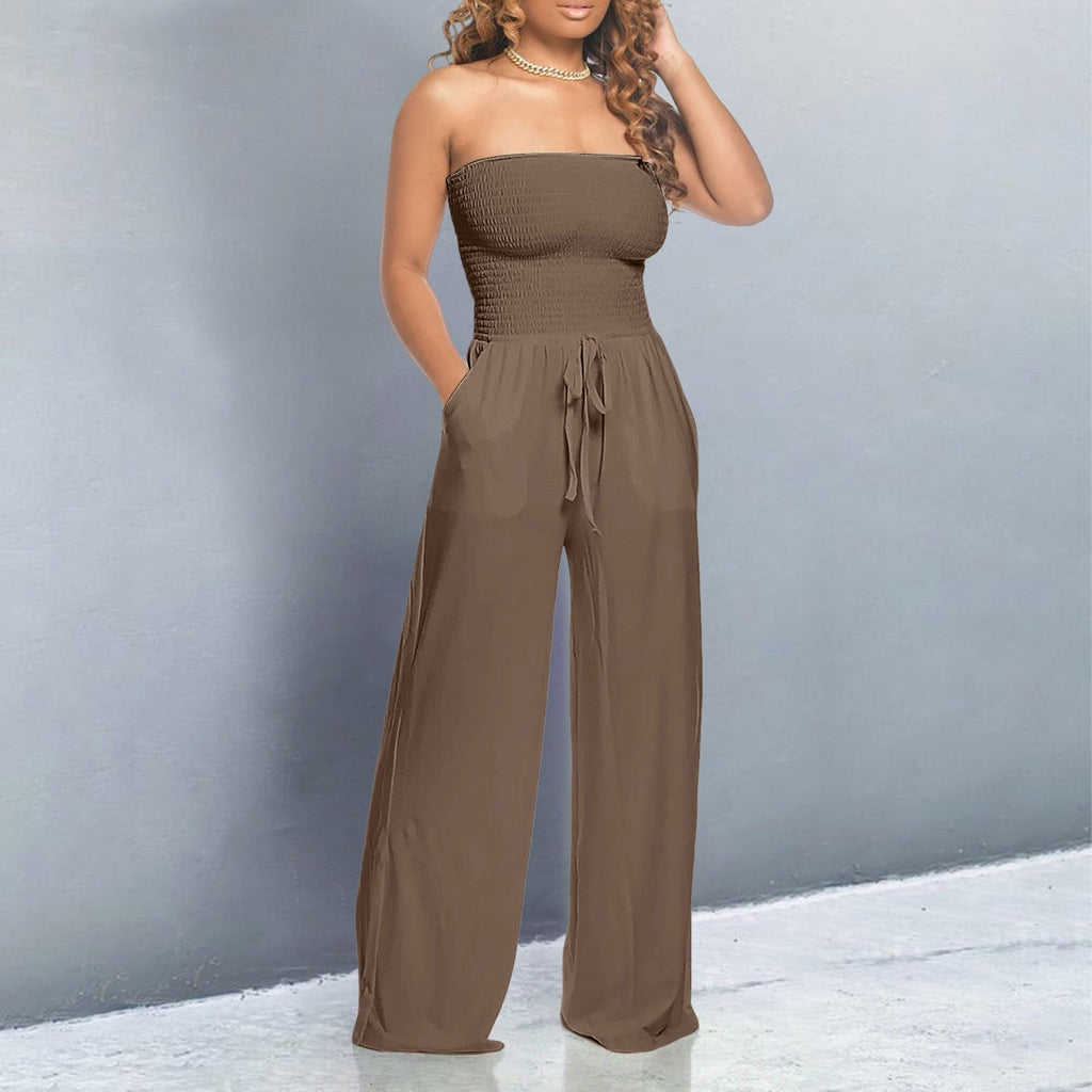 Jumpsuit Women's Strapless Wide Leg with Pockets - Image 3