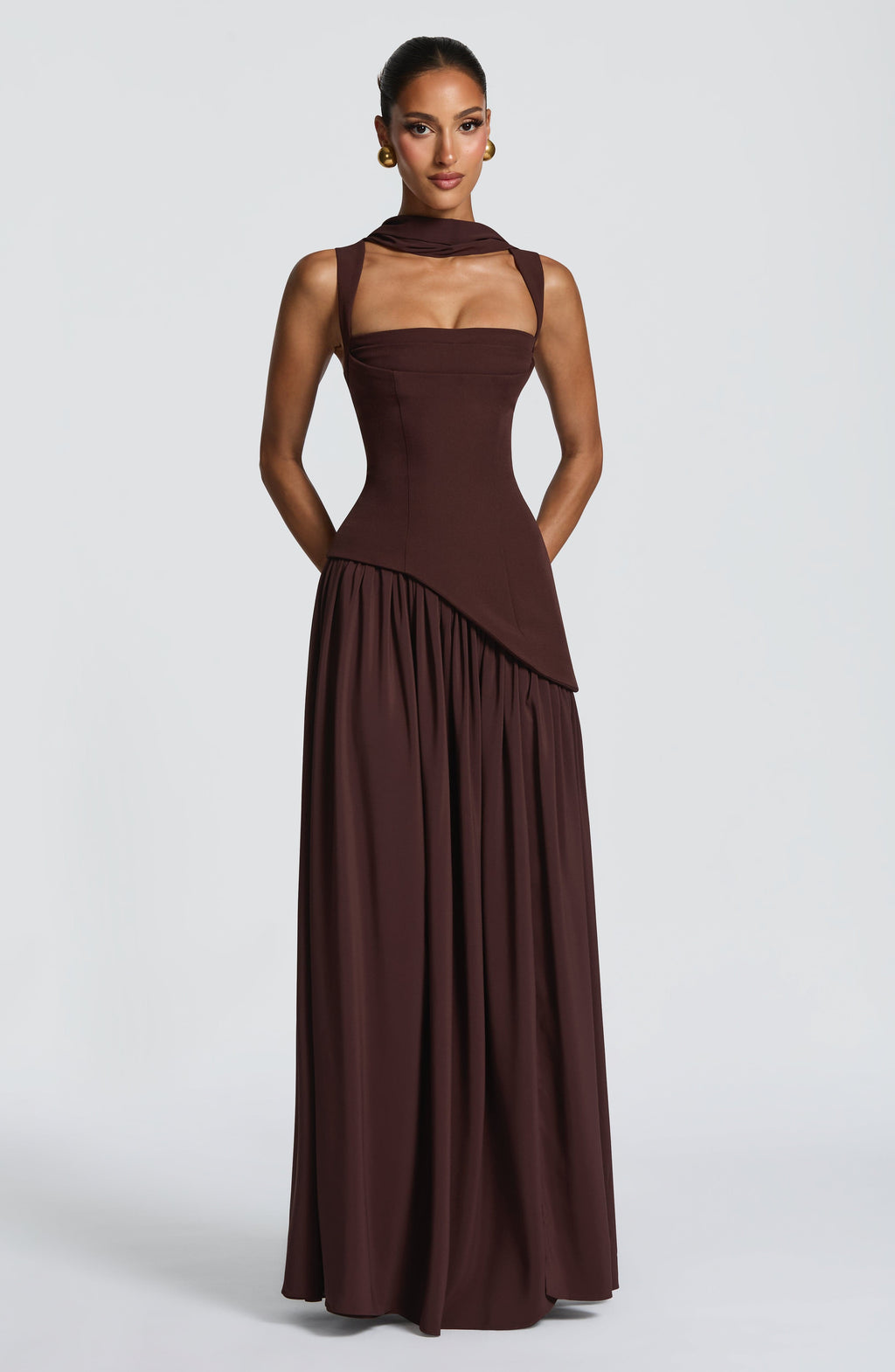 Thea – Structured Cut Straight Neckline Dress - Image 8