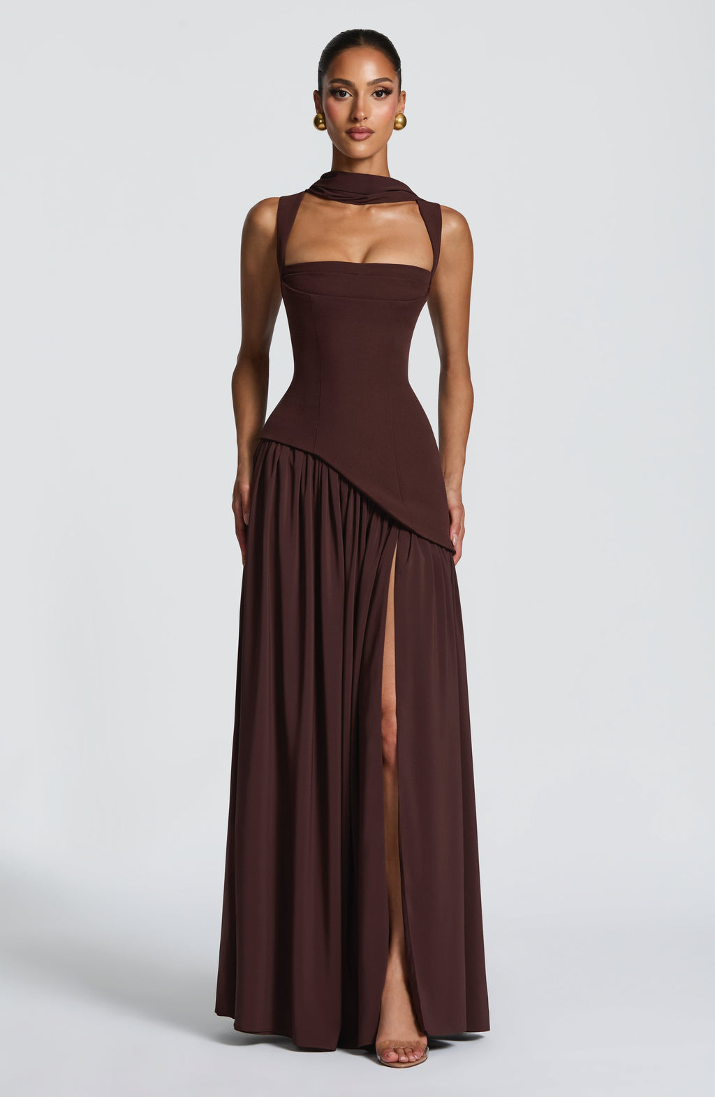 Thea – Structured Cut Straight Neckline Dress - Image 9