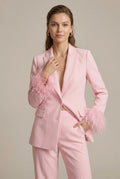 Two-piece set consisting of a women's blazer and pants with feather trim - J&B; - 1 - Elvaroza.com