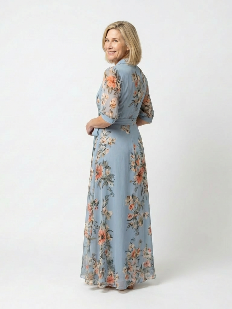 Greta – Women Floral Wrap Maxi Dress - Image 2