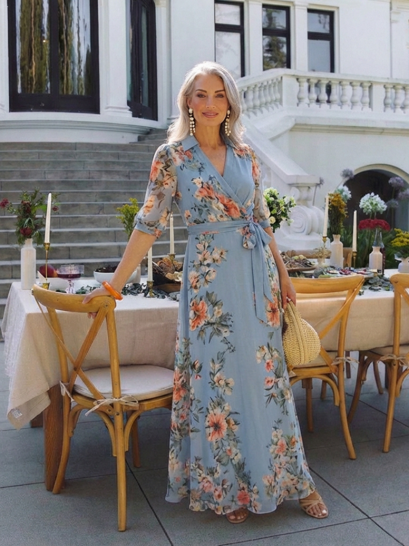 Greta – Women Floral Wrap Maxi Dress - Image 7