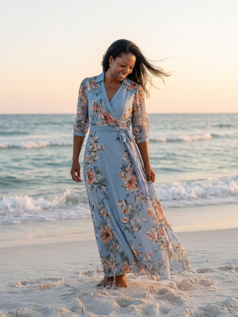 Greta – Women Floral Wrap Maxi Dress - Image 6