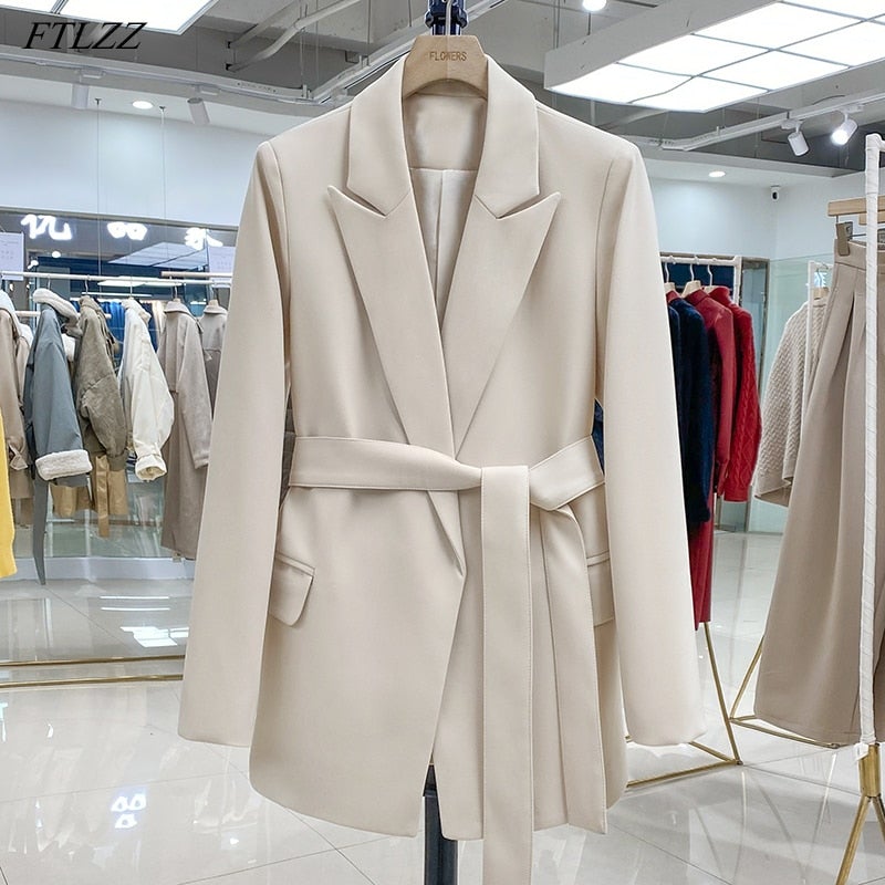 Women's Blazer with a Fitted Cut and Belt - J&B; - 1 - Elvaroza.com