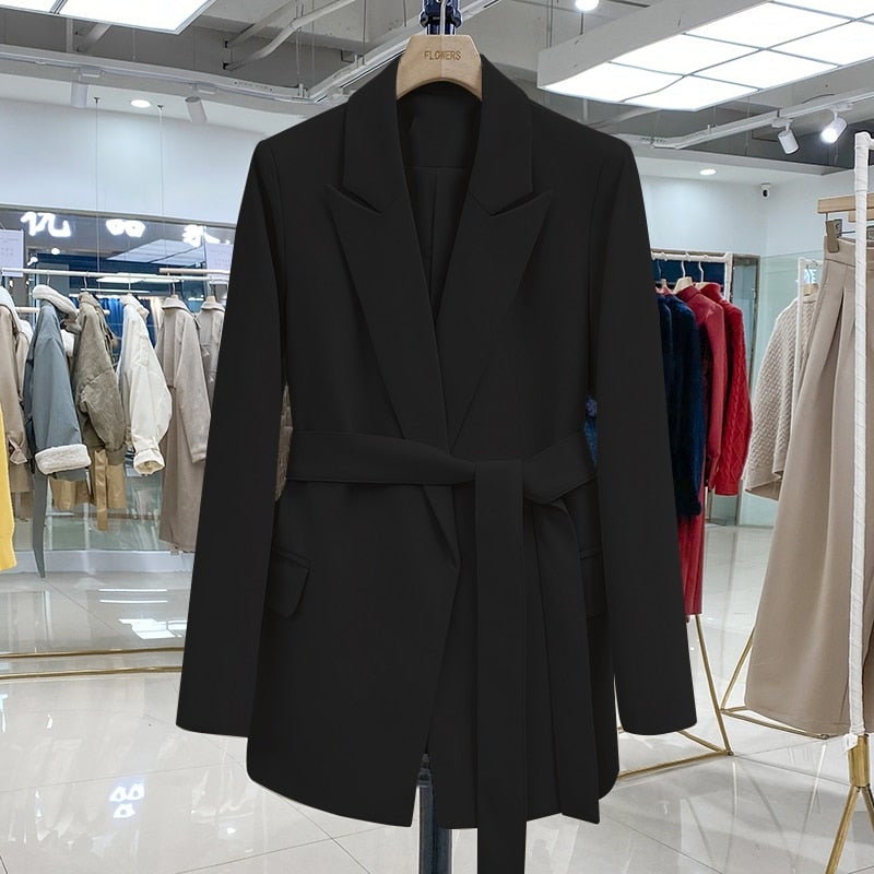 Women's Blazer with a Fitted Cut and Belt - J&B; - 2 - Elvaroza.com