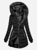 Women's down jacket with a hood, front zipper, and side pockets - J&B; - 1 - Elvaroza.com