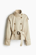 Women's trench coat, cropped, with a belt at the waist - J&B; - 2 - Elvaroza.com
