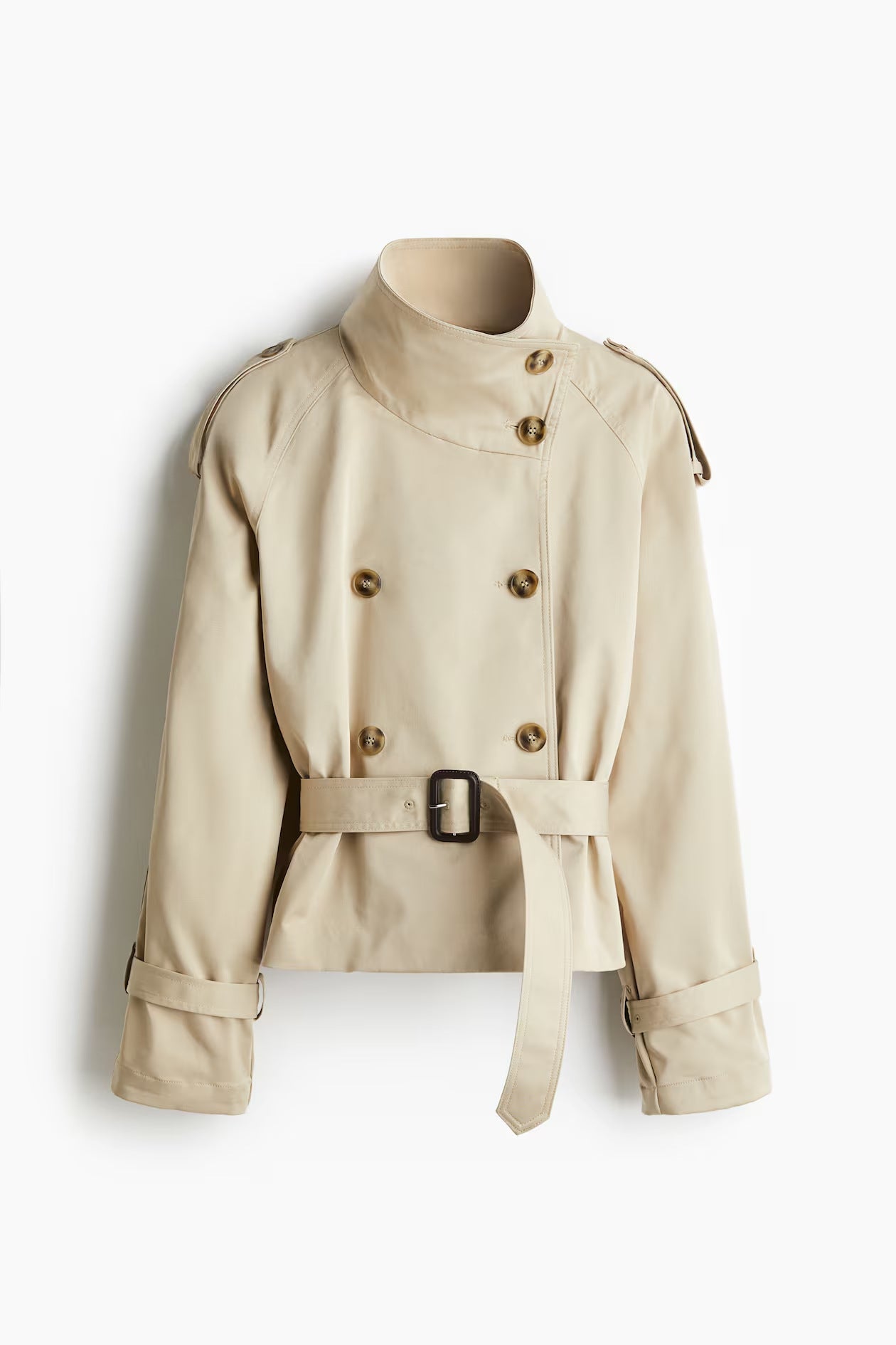 Women's trench coat, cropped, with a belt at the waist - J&B; - 2 - Elvaroza.com