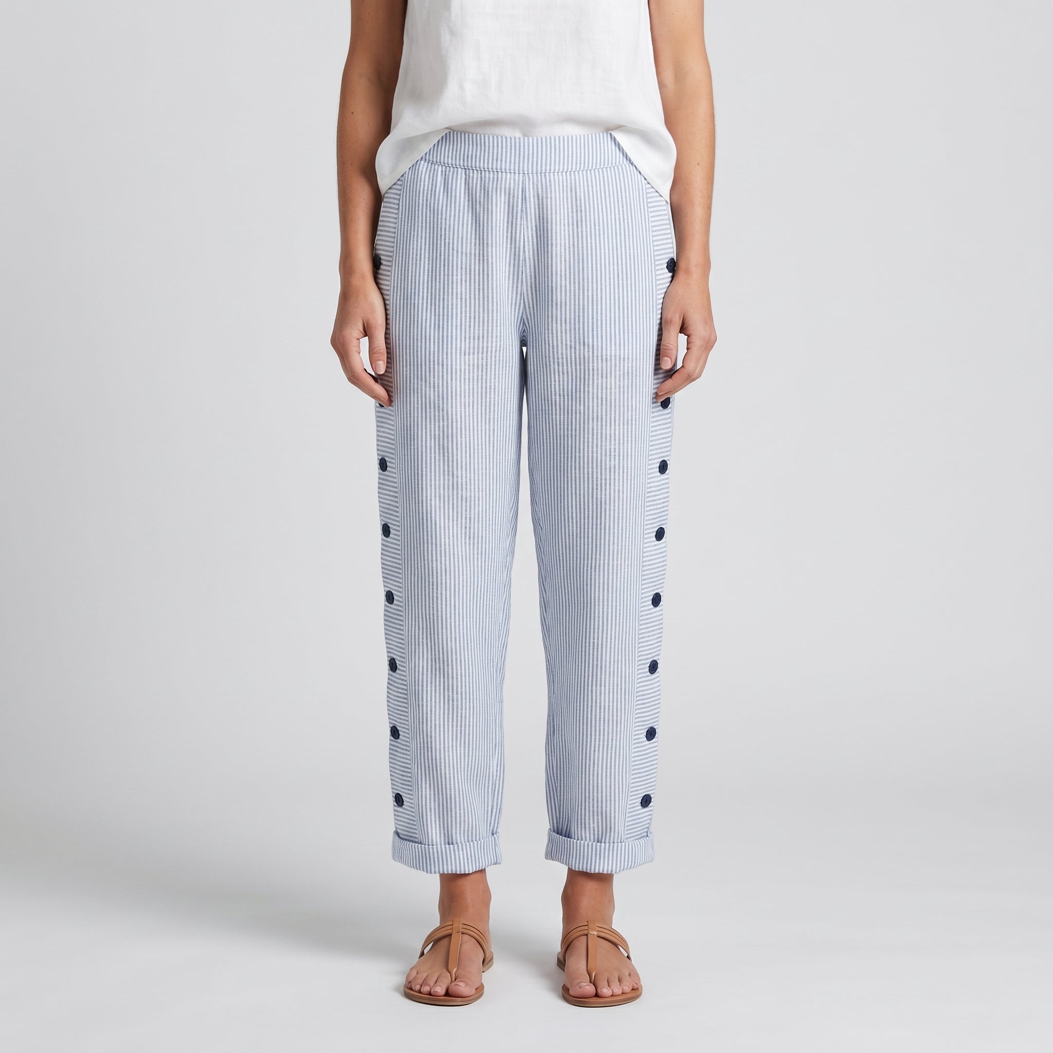 Sophia – Striped Lightweight Trousers - Image 2