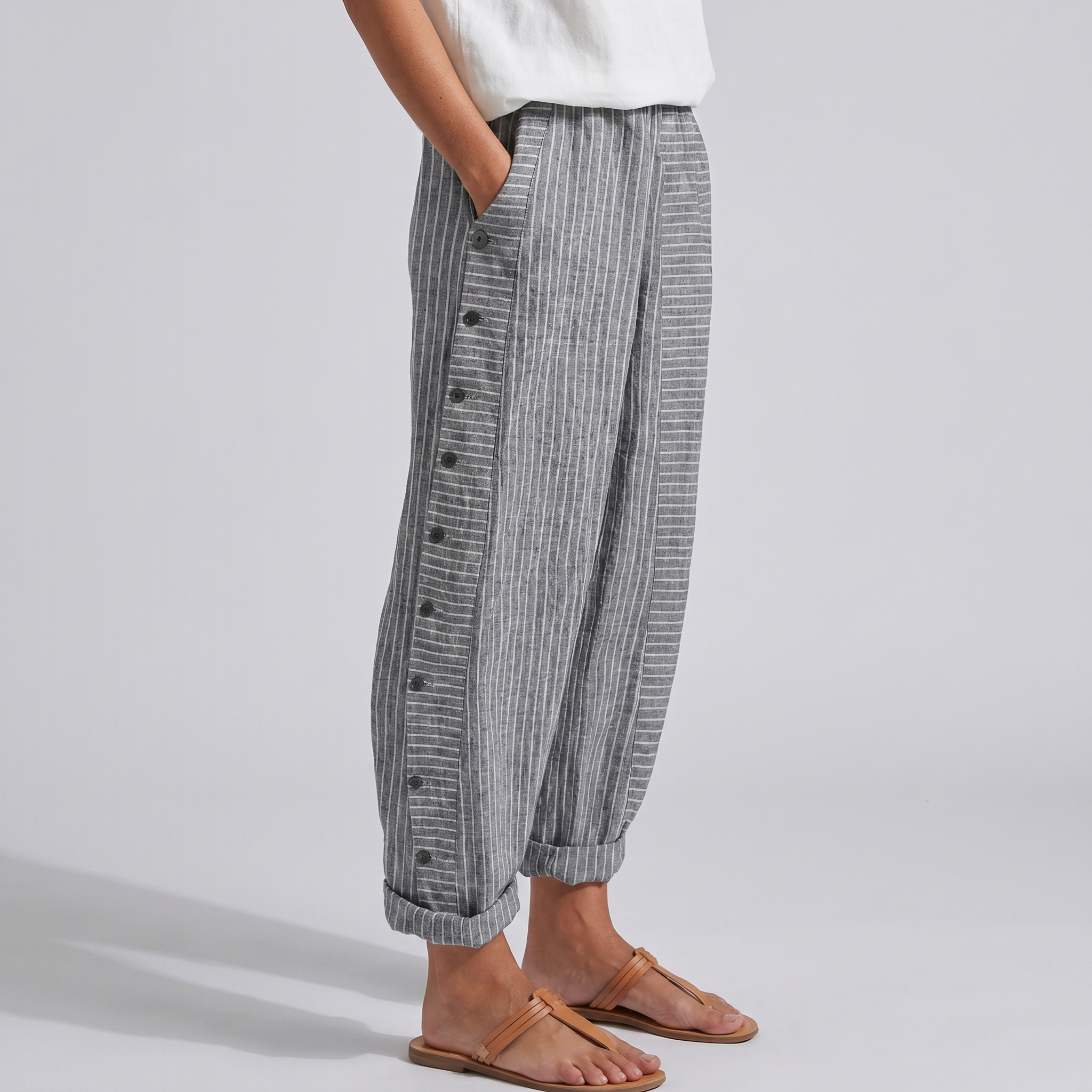 Sophia – Striped Lightweight Trousers - Image 4