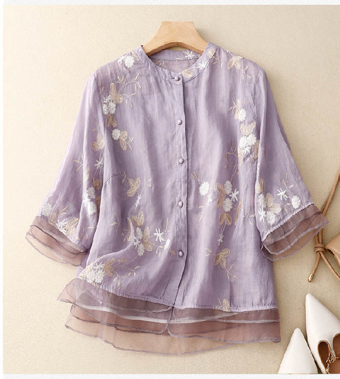 Kirsten – Women Floral Cotton and Linen Blouse - Image 6