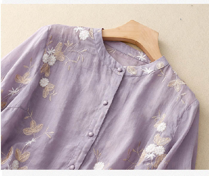 Kirsten – Women Floral Cotton and Linen Blouse - Image 8